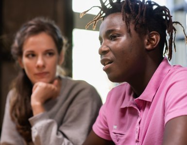 Image of boy talking in support group