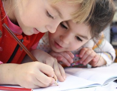 image of children working